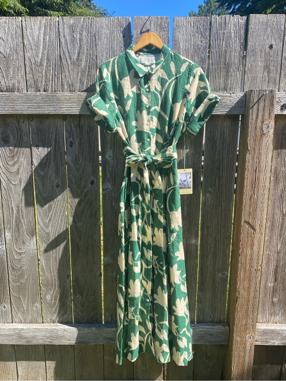 TROVATA BIRDS OF PARADIS  LINEN ASTER DRESS MADALENA FLORAL NWT LARGE